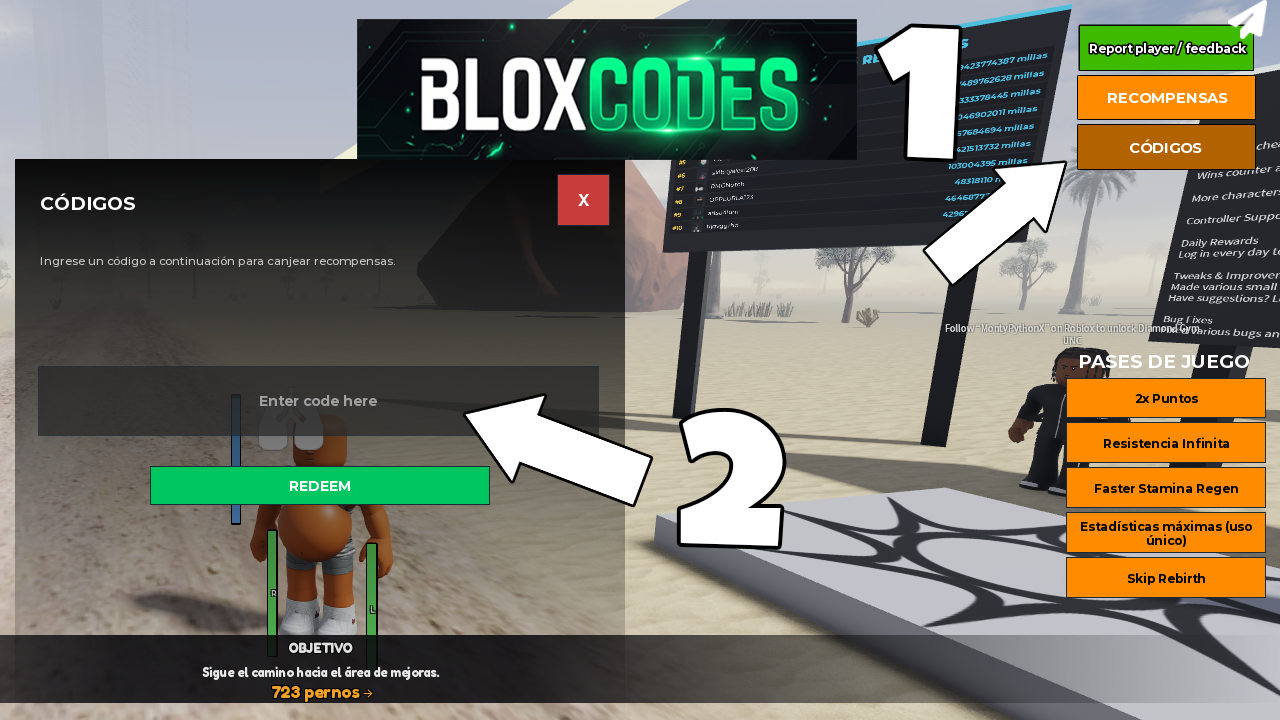 How to redeem codes in Stay Hard Run Roblox