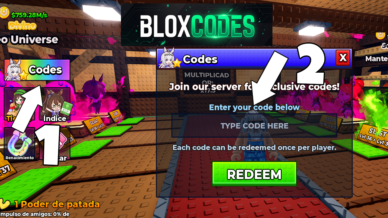 How to redeem codes in Kick an Uma Roblox