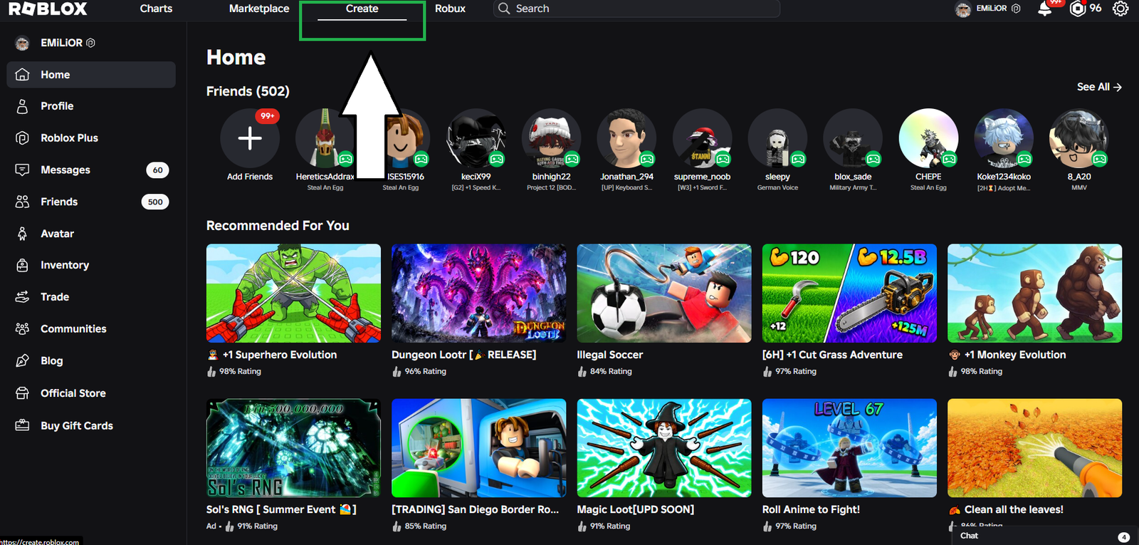 Roblox gamepass tutorial step 1 - Creator Dashboard